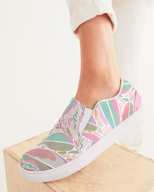 Floral | Pastel Leaves Women's Slip-On Canvas Shoe - Katrynthia Law
