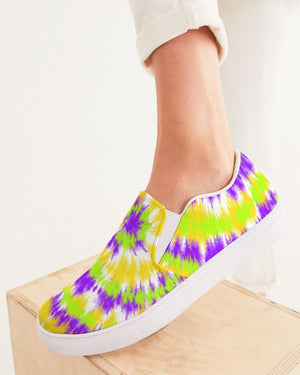 Tie Dye | Yellow, Purple, Green Women's Slip-On Canvas Shoe - Katrynthia Law