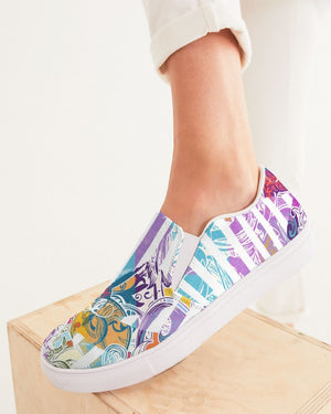 Dreamscape | White Rainbow Women's Slip-On Canvas Shoe - Katrynthia Law