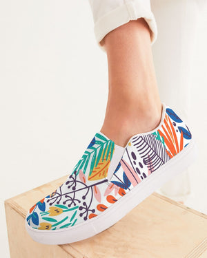 Floral | Green Leaves Women's Slip-On Canvas Shoe - Katrynthia Law
