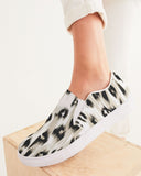 Safari | Snow Leopard Women's Slip-On Canvas Shoe - Katrynthia Law
