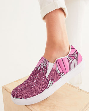 Floral | Pink Leaves Women's Slip-On Canvas Shoe - Katrynthia Law