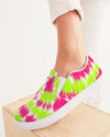 Tie Dye | Pink, Green, White Women's Slip-On Canvas Shoe - Katrynthia Law
