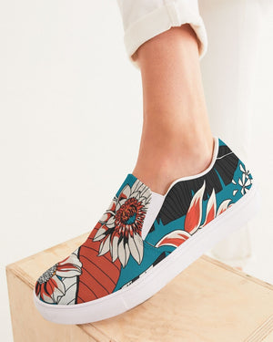 Floral | Turquoise Sun Women's Slip-On Canvas Shoe - Katrynthia Law